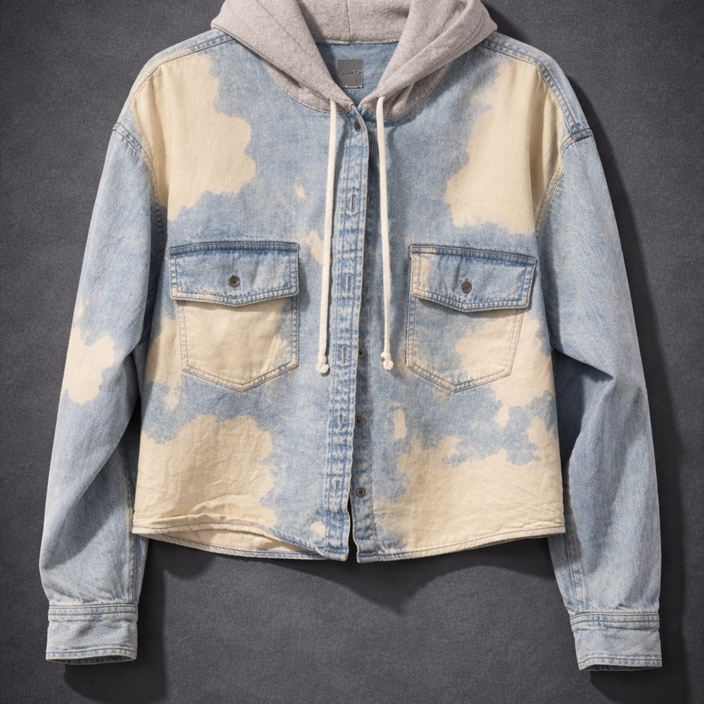 American Eagle Outfitters Blue and Cream Denim Jacket